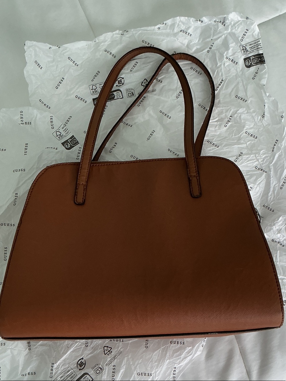 GUESS Brown Dual-Texture Tote - Picture 2 of 12